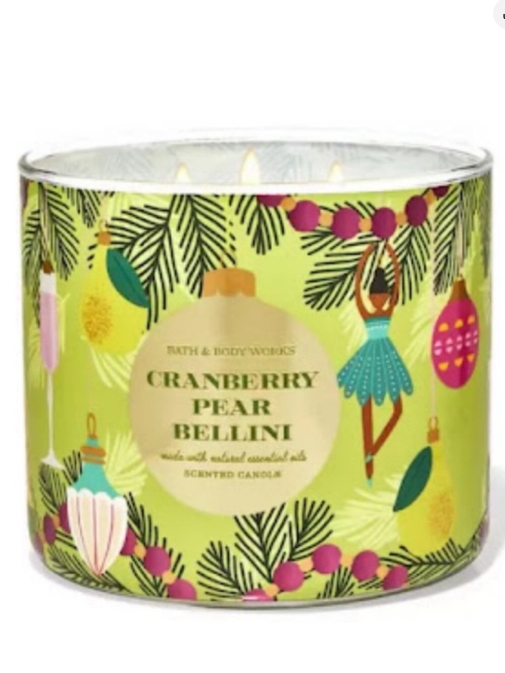 Bath & Body Works Cranberry Pear Bellini 3 Wick Candle With Decorative Lid